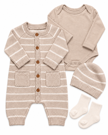 Bubbachubs Baby Knitted All In One, Hat, Bodysuit And Socks Gift Set 6-9 Months