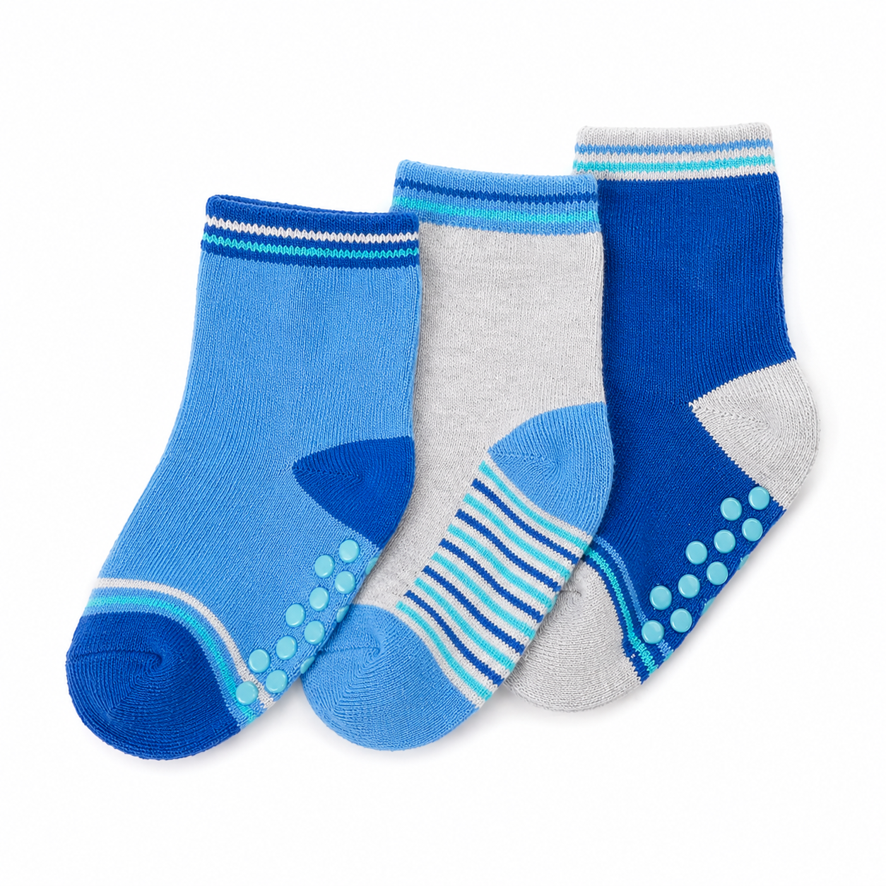Baby 3 Pack Of Heel & Toe Socks With Grippers