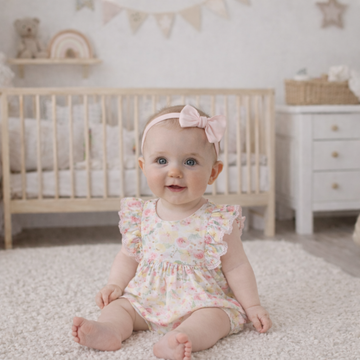 Baby Girl All In One Print Dress With Headband Set 1-2 Years