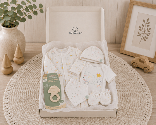 Bubbachubs Newborn Gift Set with Silicone Teether, 0–9 Months