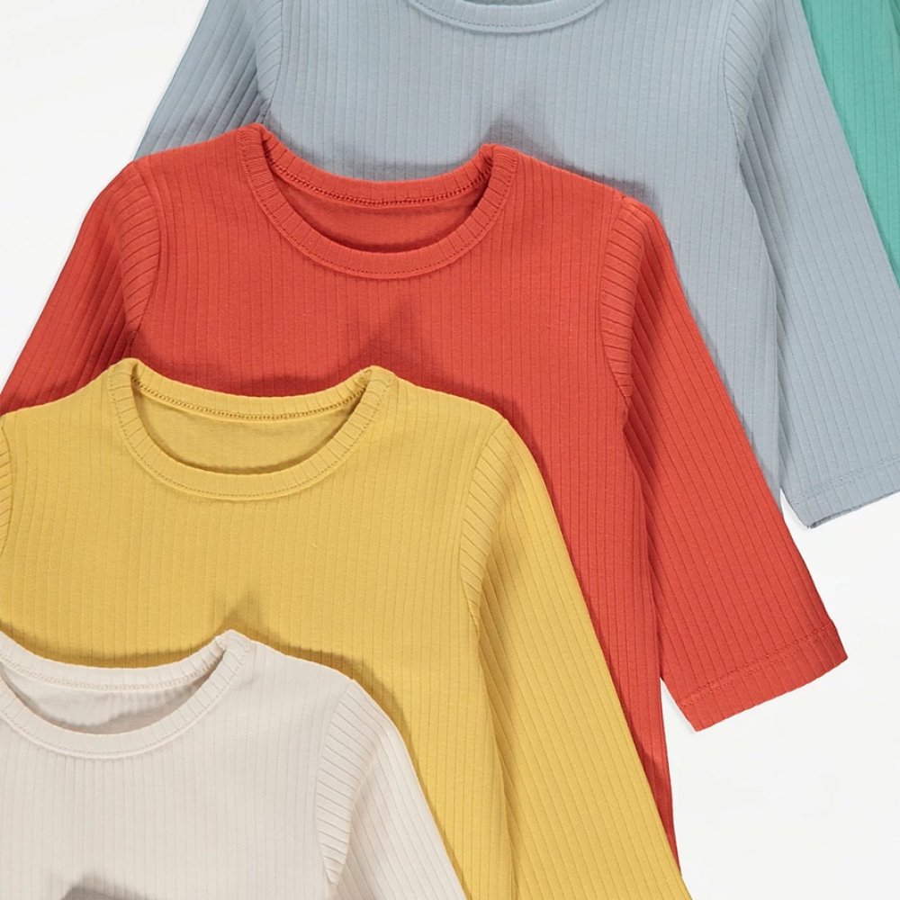7 Pack Of Ribbed Long Sleeve Tops 9-12 Months