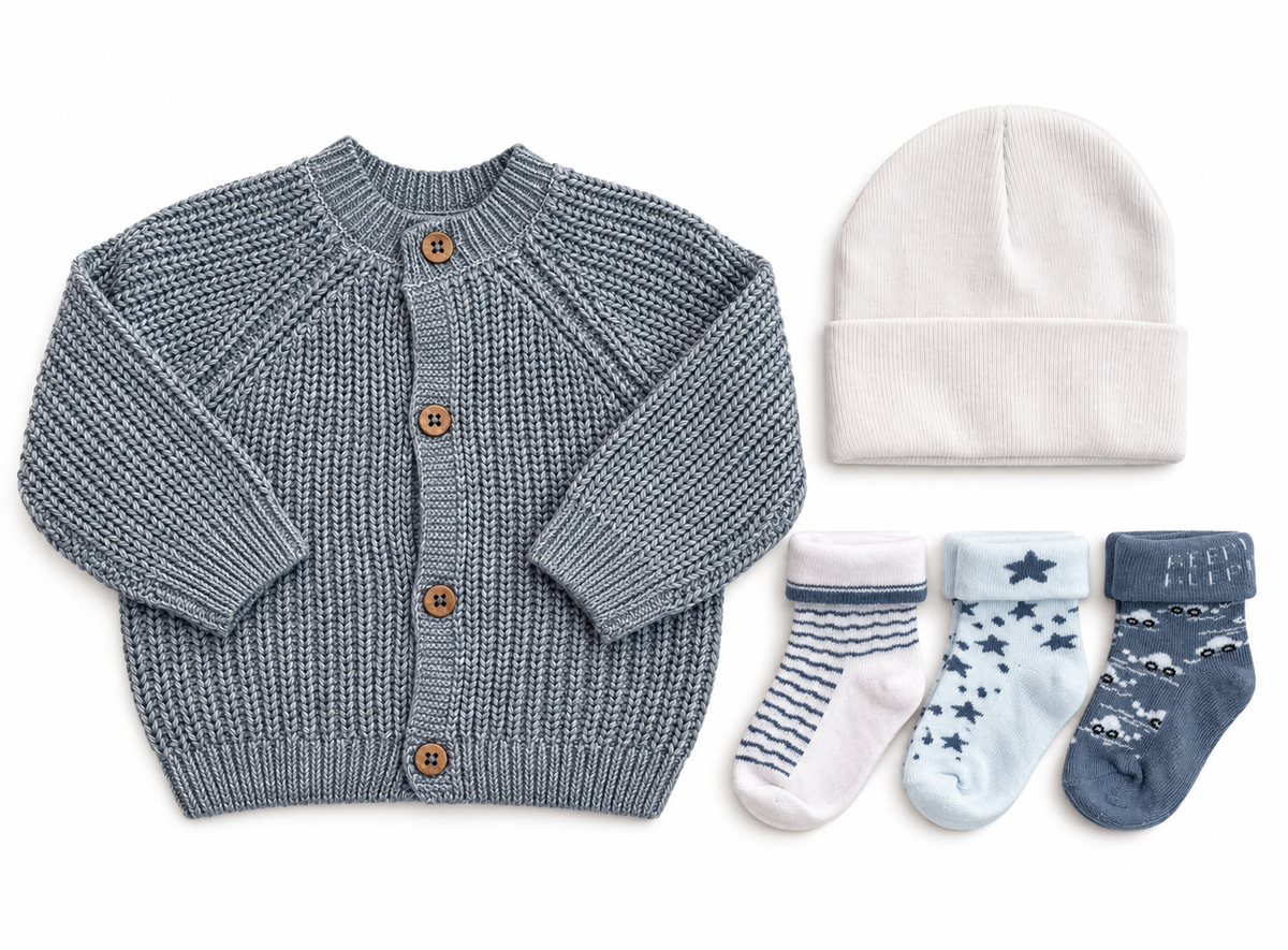 Bubbachubs Baby Knitted Cardigan, Hat & 3 Pairs of Socks Gift Set 3-6 Months