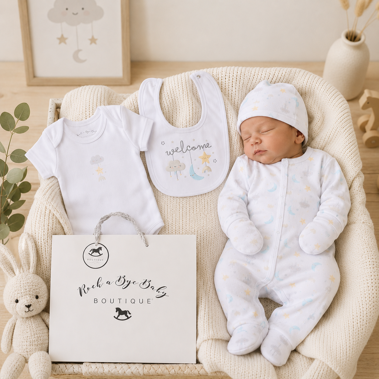 Baby Unisex Welcome 5 Piece Set Plus Gift Bag 0-6 Months