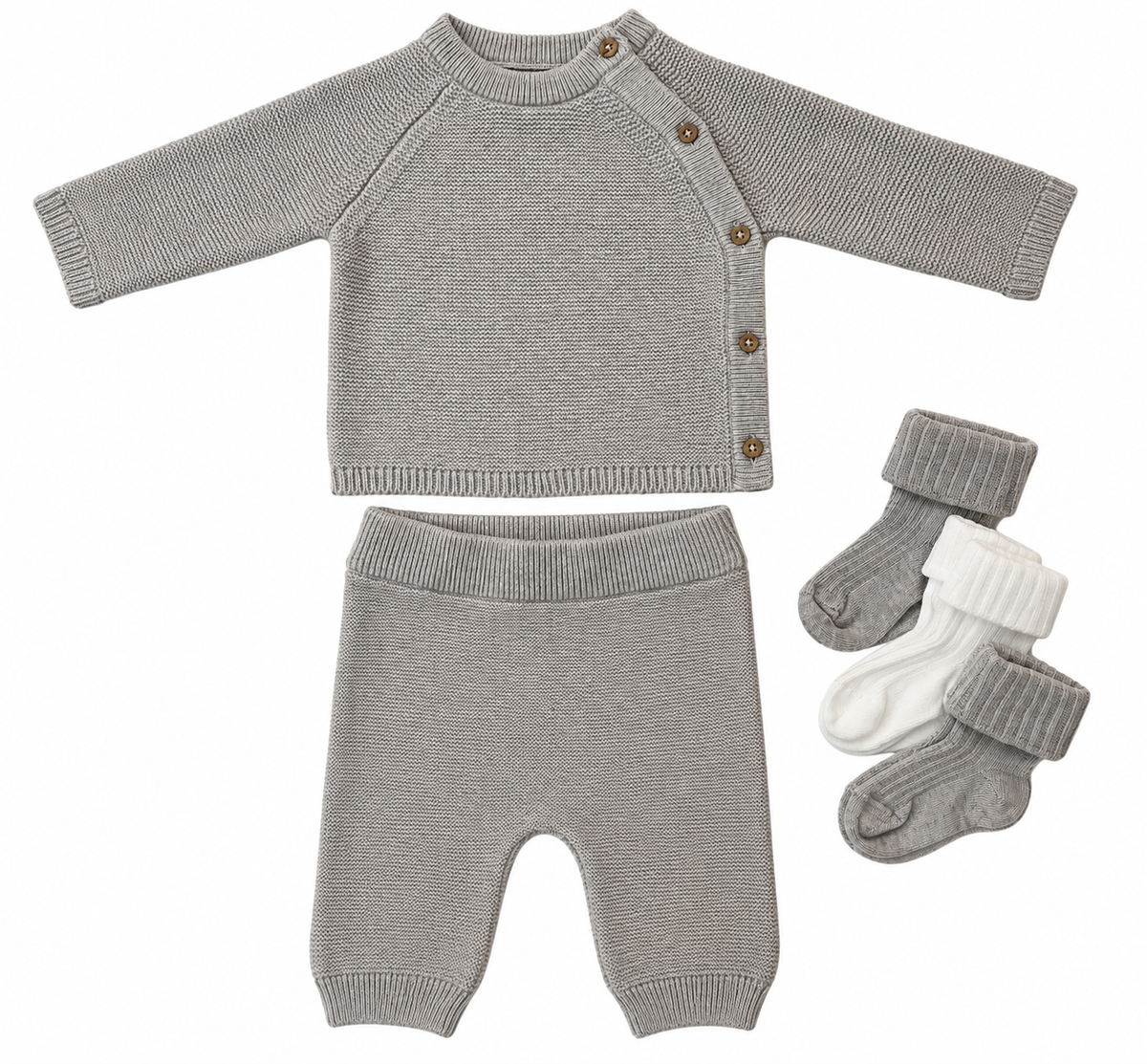 Bubbachubs Baby Knitted Outfit And Sock Gift Set 0-3 Months