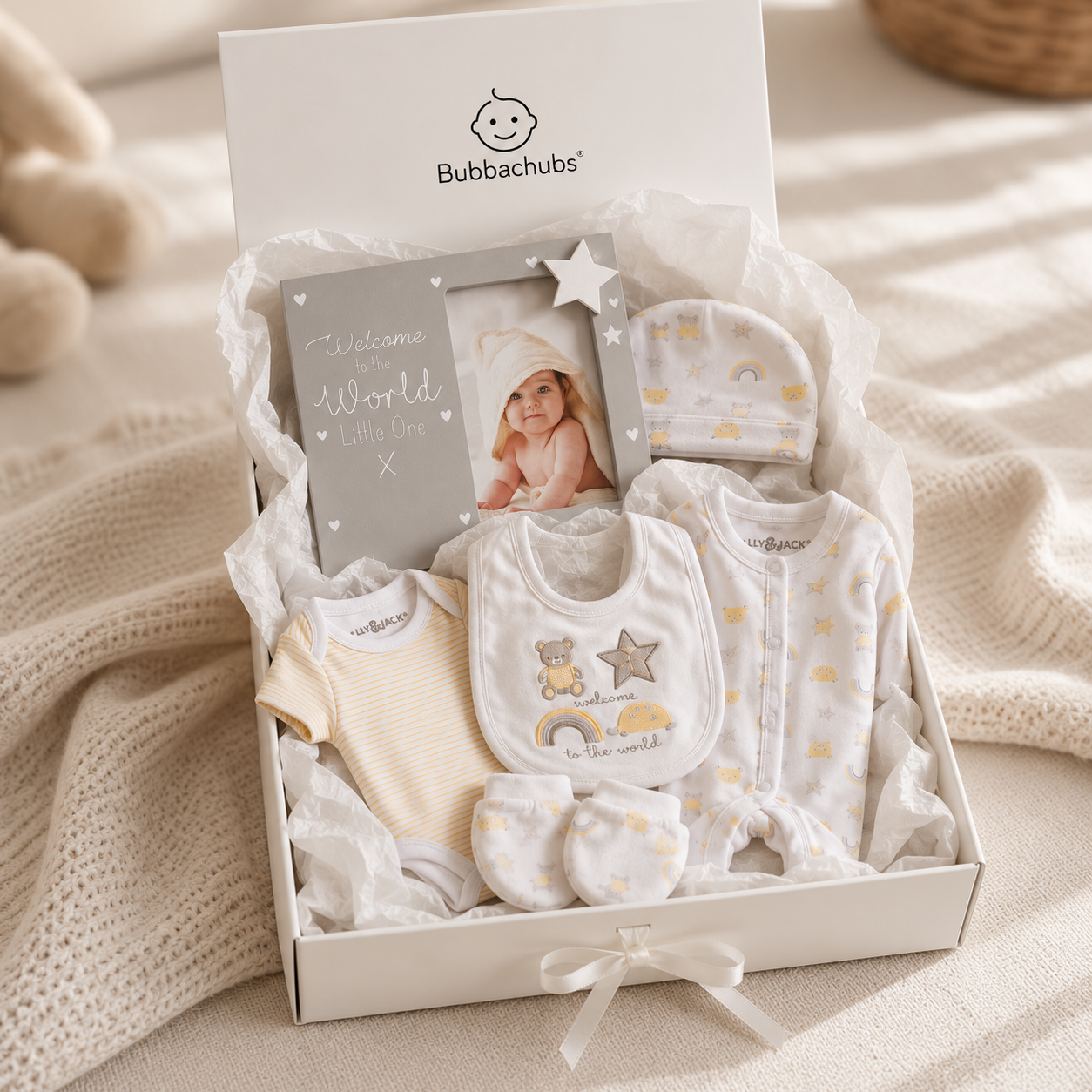 Bubbachubs Newborn Rainbow Gift Set with Photo Frame, 0–6 Months