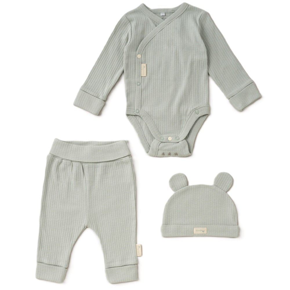 Baby Organic 3 Piece Ribbed Outfit 0-6 Months