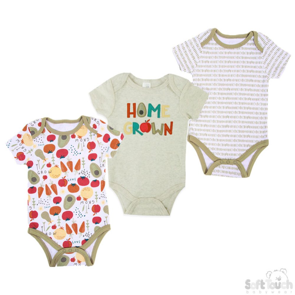 Boys Pack Of 3 Bodysuits 0-3 Months