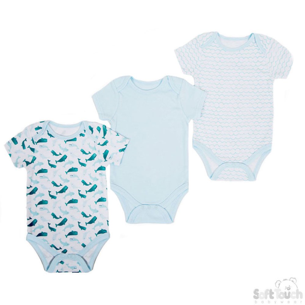 Boys Pack Of 3 Bodysuits 0-3 Months