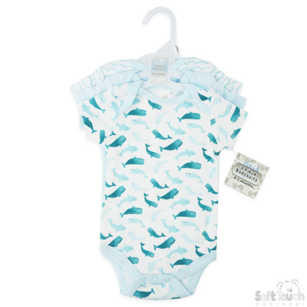 Boys Pack Of 3 Bodysuits 0-3 Months