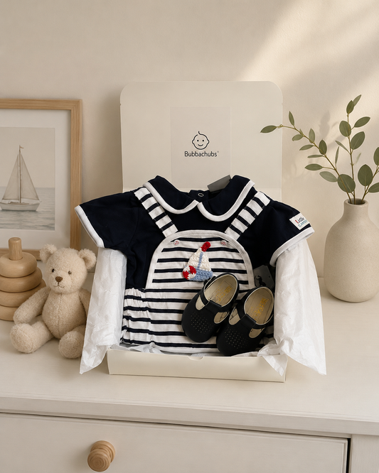 Bubbachubs Little Harbour Days Collection – Baby Boy Sailor Outfit & Baypod Soft Sole Shoes