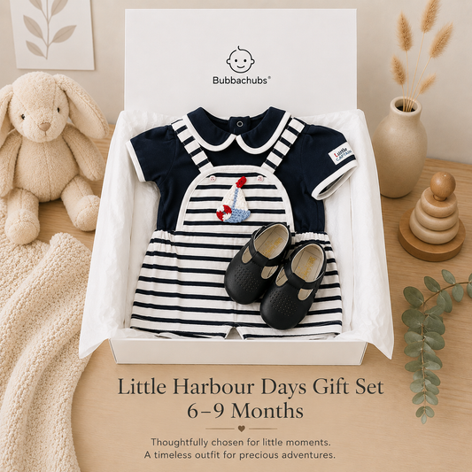 Bubbachubs Little Harbour Days Collection | Baby Boy Sailor Outfit & Baypod Soft Sole Shoes | Summer Outfit