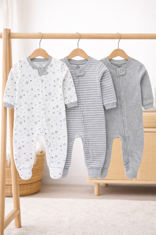 Babies Cotton Sleepsuits 3-12 Months (Pack Of 3)