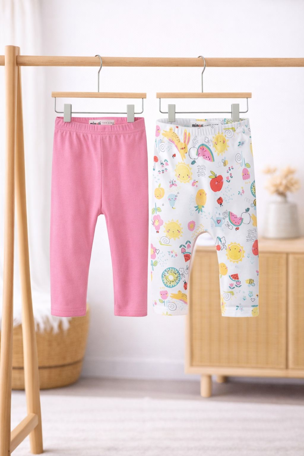 Baby 2 Pack Of Cotton Leggings 6-18 Months
