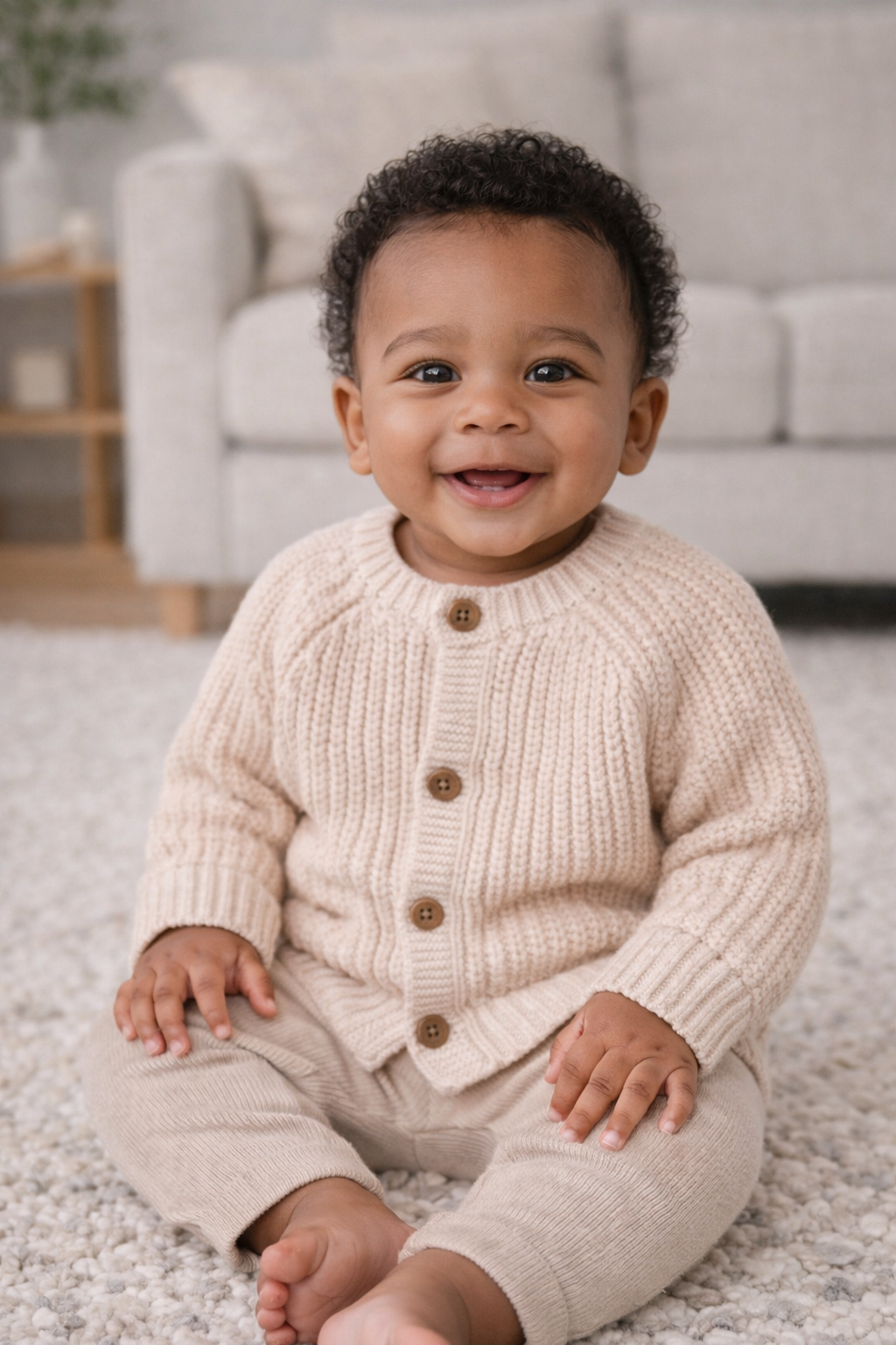 Cotton Knit Cardigan With Embroidery Detail 0-12 Months