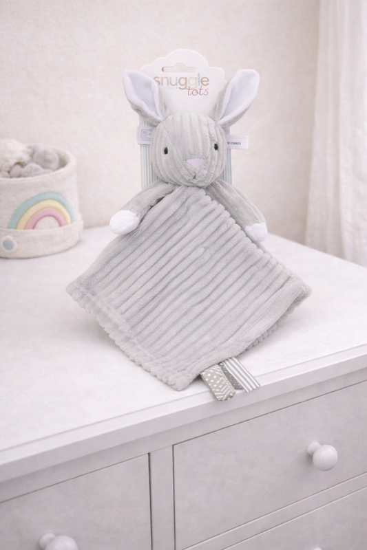 Baby Ribbed Bunny Comforter With Taggie Ribbons