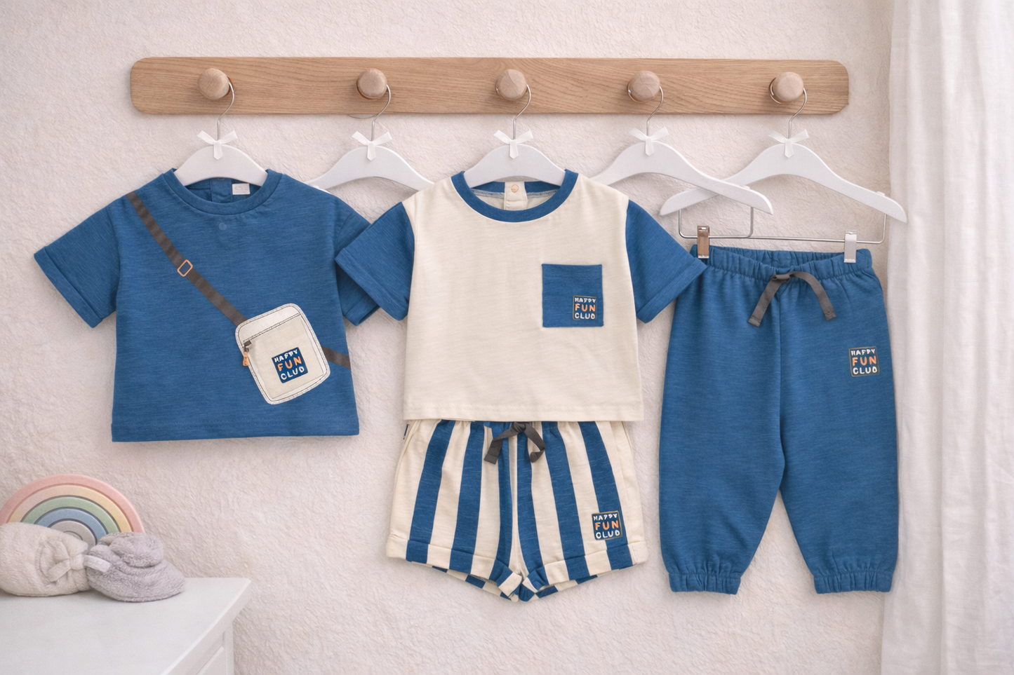Boys Cotton 2 T-Shirts, Shorts + Jogger Set 1-4 Years