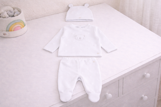 Baby Unisex Quilt Top, Hat & Footed Trousers Newborn-6 Months
