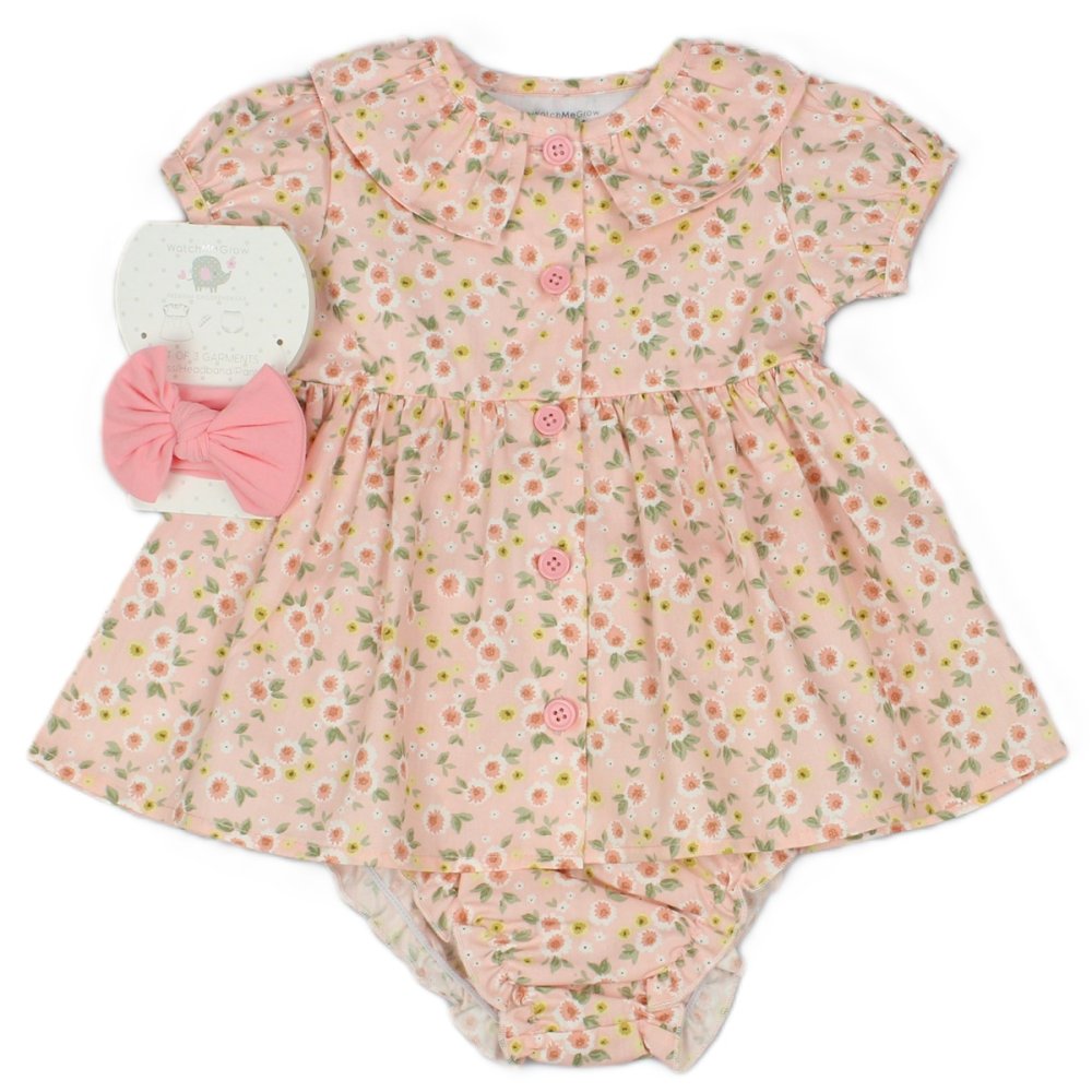 Baby Girl All In One Print Dress With Headband Set 1-2 Years