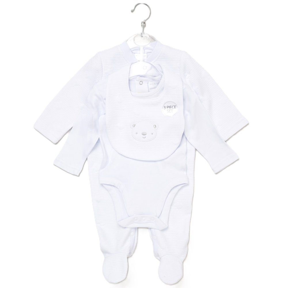 Baby Boys Quilt Jacquard All In One, Bib & Bodysuit 0-6 Months