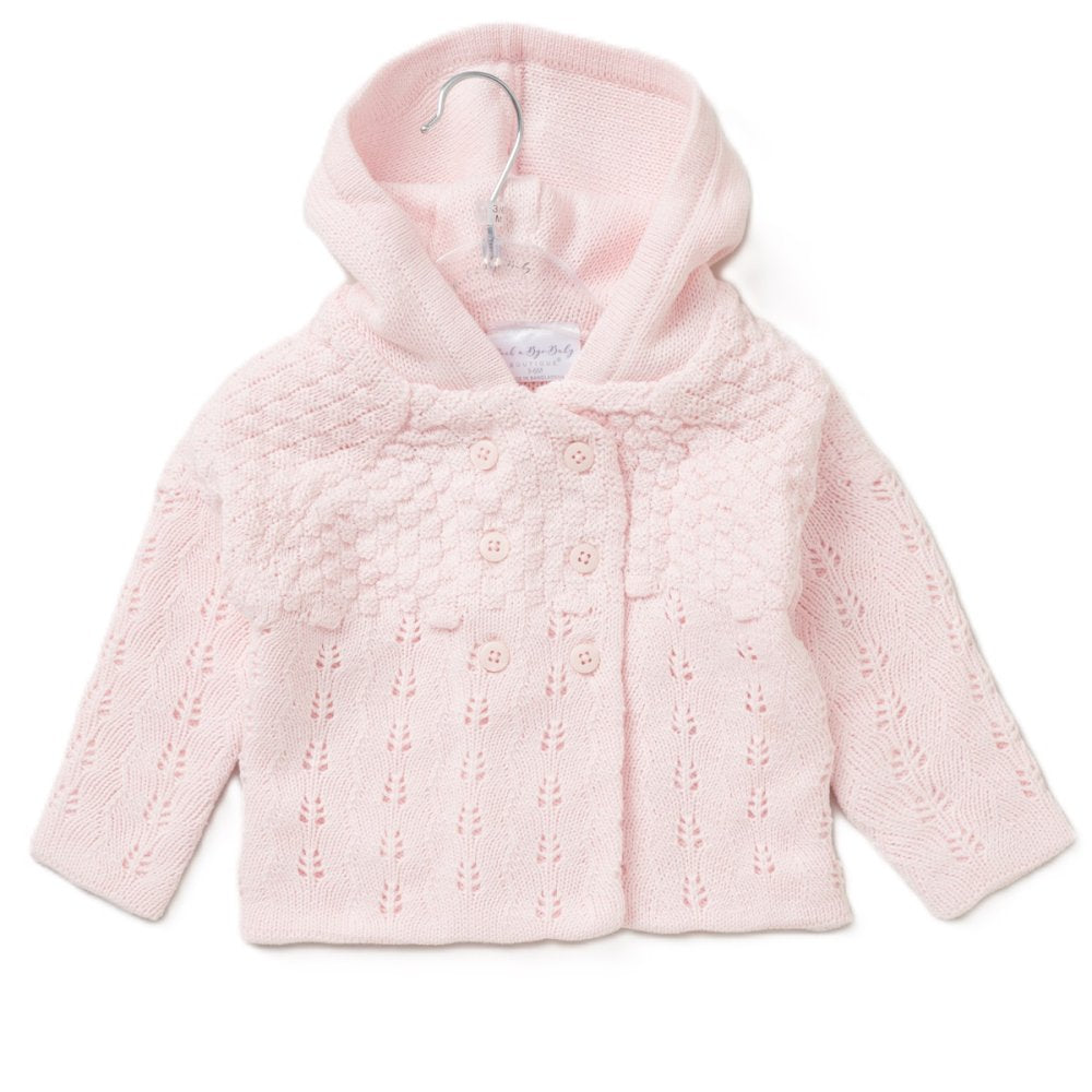 Baby Girl's Pink Double Knit Hooded Cardigan 0-12 Months