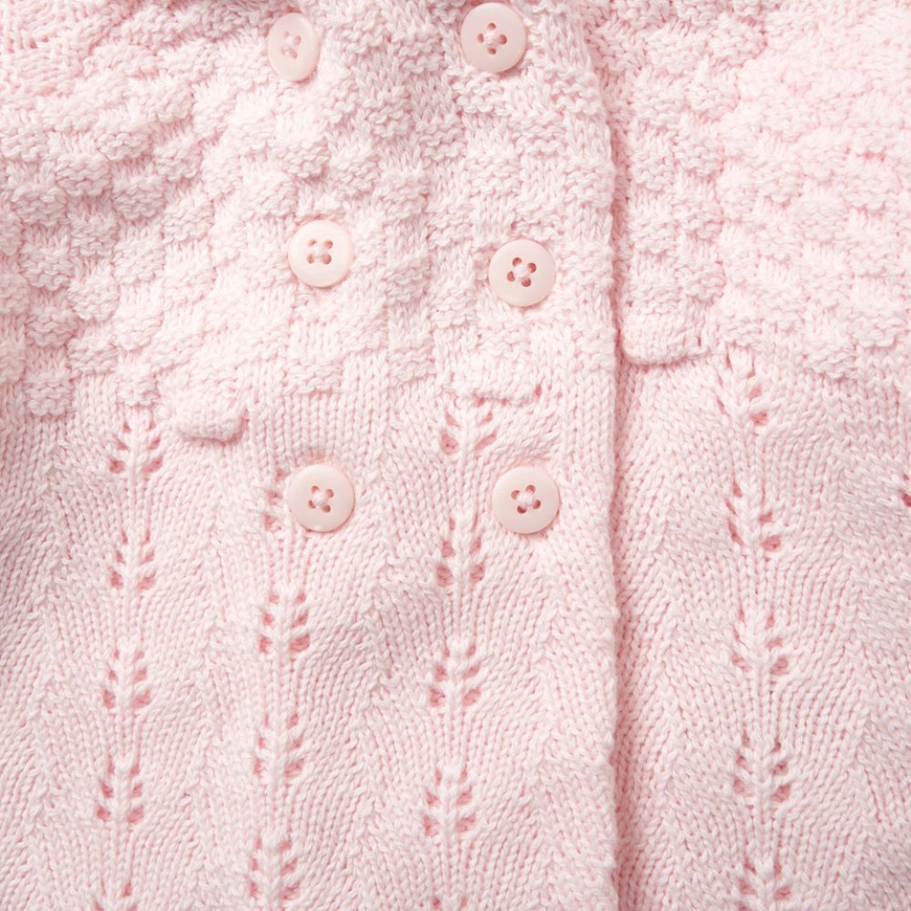 Baby Girl's Pink Double Knit Hooded Cardigan 0-12 Months