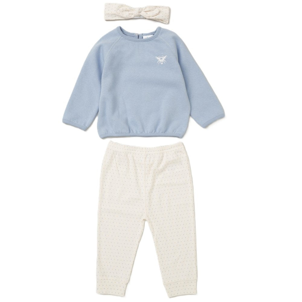 Baby Girls Sweatshirt And Ribbed Jog Pants + Headband 9-24 Months