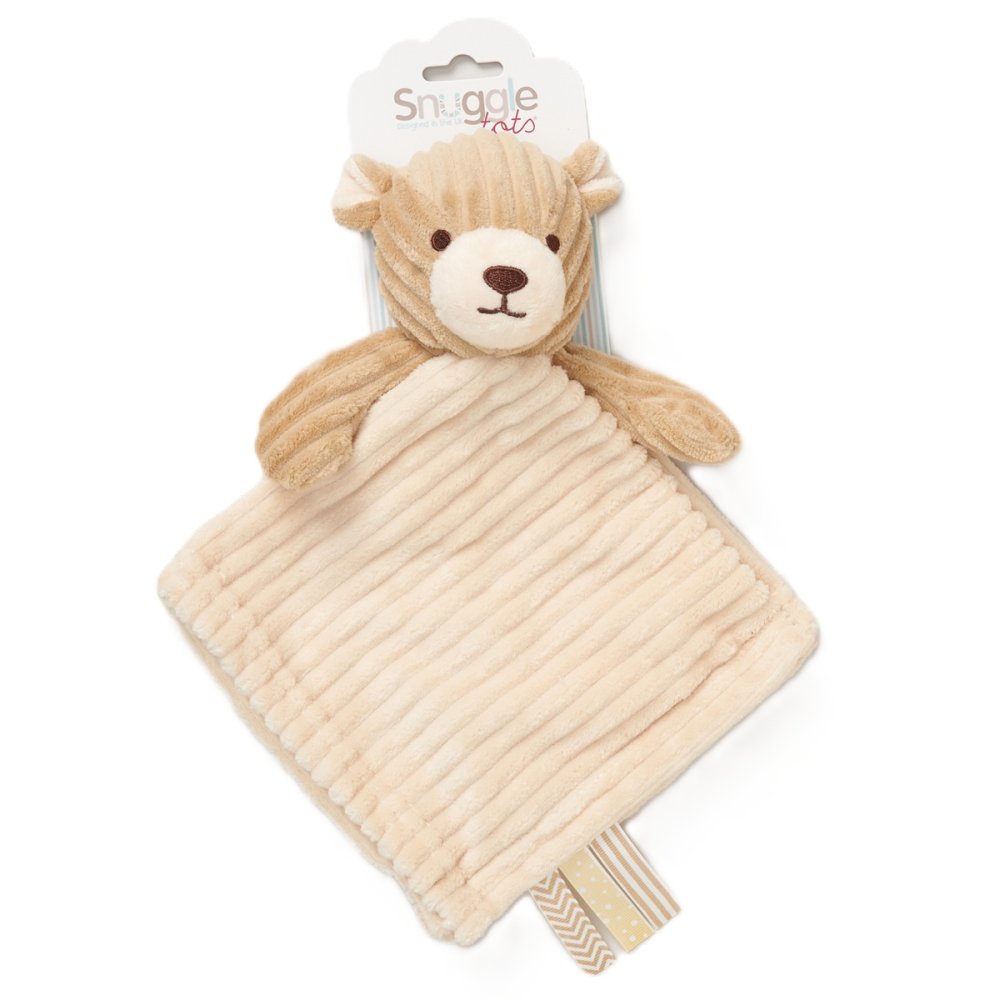 Baby Ribbed Bear Comforter With Taggie Ribbon 36x36cm