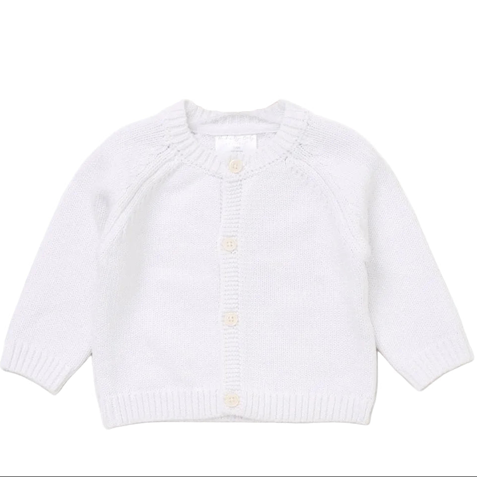 Baby White Cotton Knit Cardigan With Embroidery Detail 0-12 Months