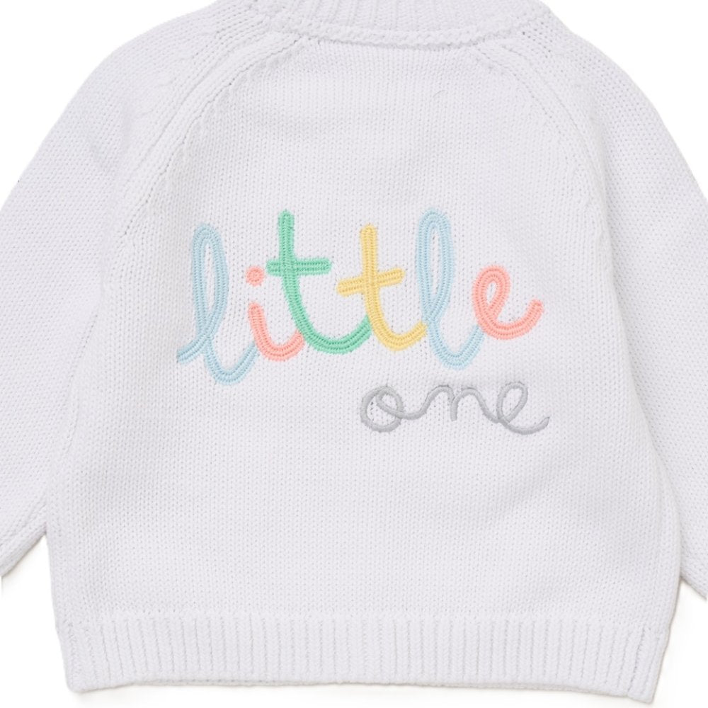 Baby White Cotton Knit Cardigan With Embroidery Detail 0-12 Months