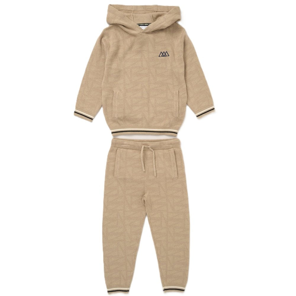 Boys Cotton Knitted Hooded Top & Bottoms Set 2-4 Years