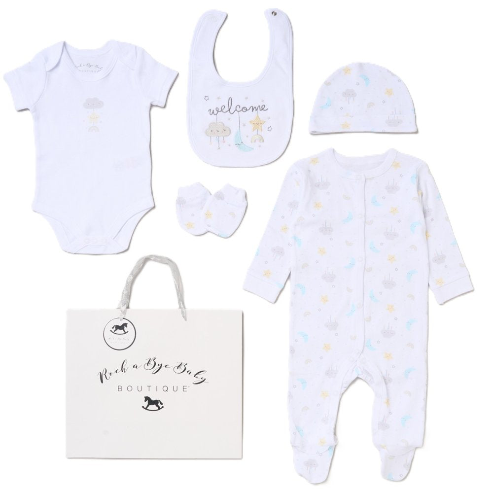Baby Unisex Welcome 5 Piece Set Plus Gift Bag 0-6 Months