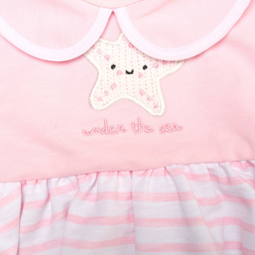 Baby Girl Dress With Crochet Applique & Headband Outfit 0-9 Months