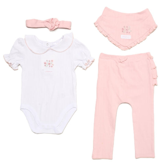 Baby Girl 4 Piece Ribbed Outfit 0-9 Months