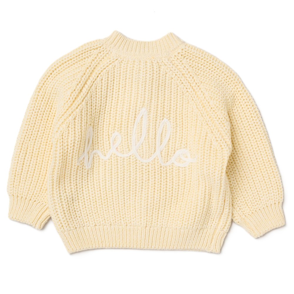 Baby Lemon Cotton Knit Cardigan With Embroidery Detail 3-12 Months
