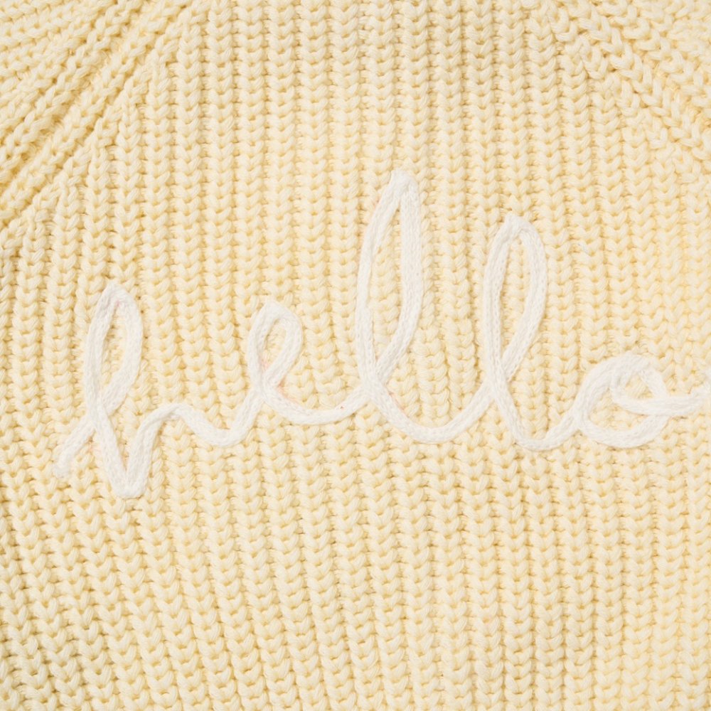 Baby Lemon Cotton Knit Cardigan With Embroidery Detail 3-12 Months