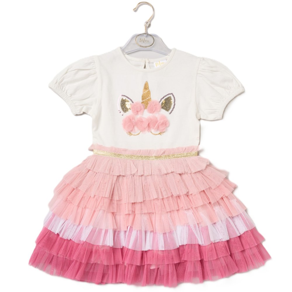 Girls Sequin Embroidery Unicorn Tutu Dress 3-5 Years