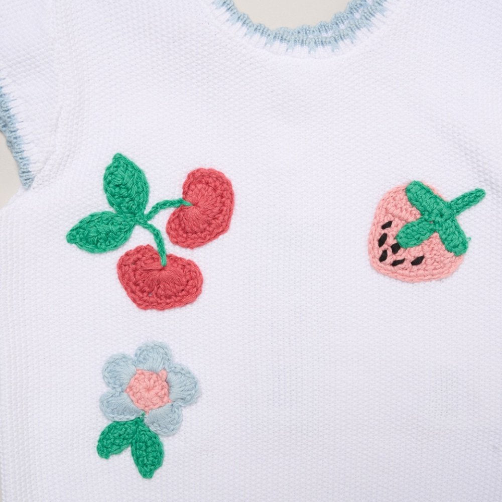 Baby Girl Fruit Crochet Applique Knit Top & Shorts Outfit 9-24 Months