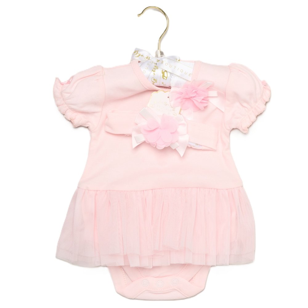 Baby Girl Pink Bodysuit With Tutu Skirt & Headband 0-9 Months