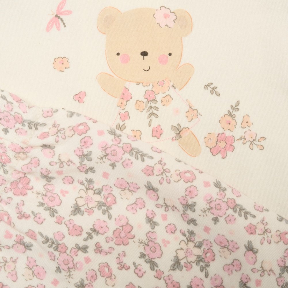 Baby Girls Floral Bear T-Shirt, Shorts & Plush Toy Set 0-9 Months