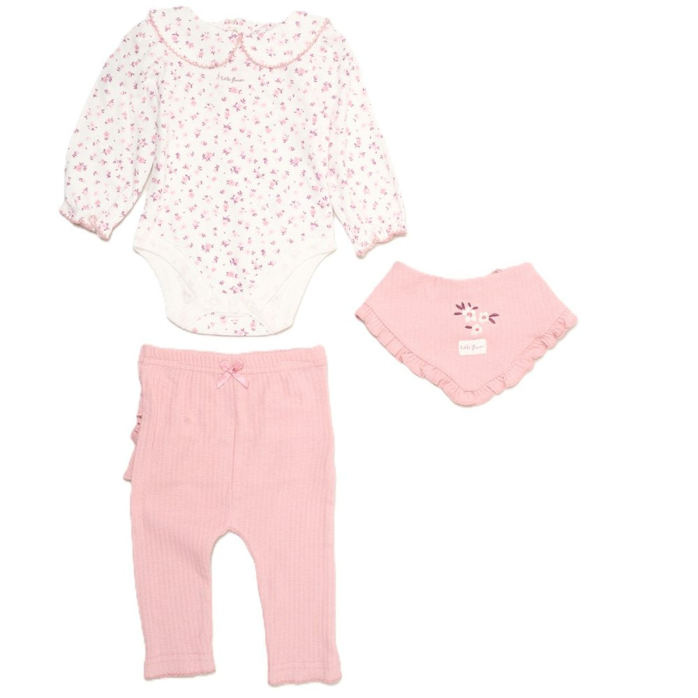 Baby Girls 3 Piece Ribbed Outfit