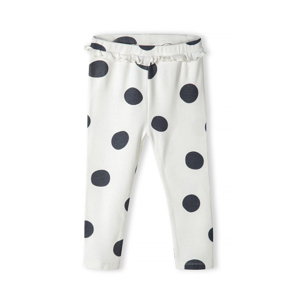 White Rib Leggings With Black Circles 12-18 Months