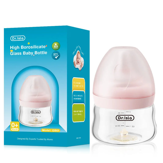 Baby Glass Wide-mouthed Anti-bloating Feeding Bottle with Clear Scale BPA-FREE