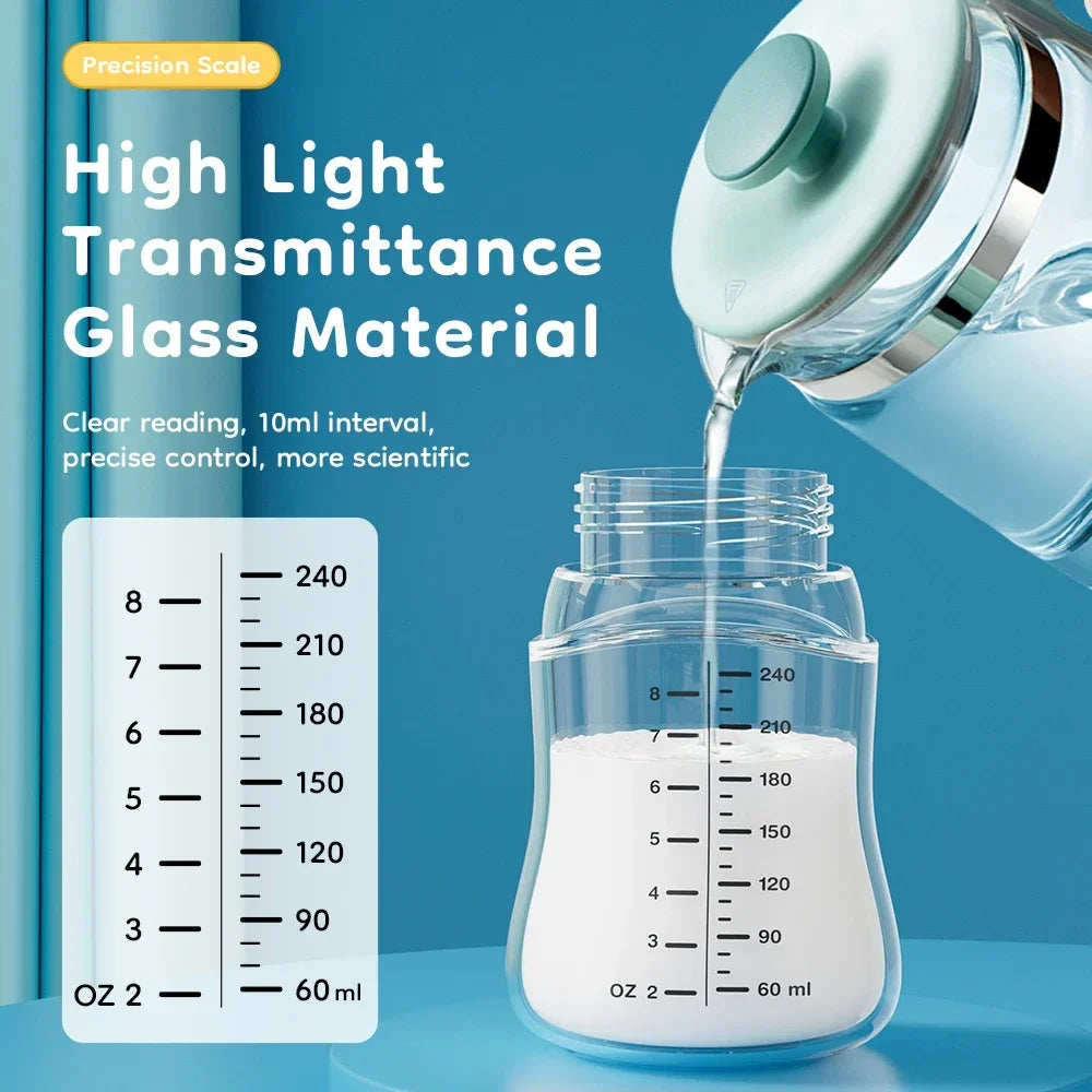 Baby Glass Wide-mouthed Anti-bloating Feeding Bottle with Clear Scale BPA-FREE