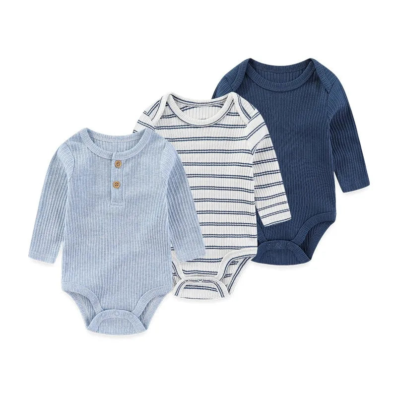 3 Pcs Long Sleeve Baby Boy Bodysuits 3-12 Months