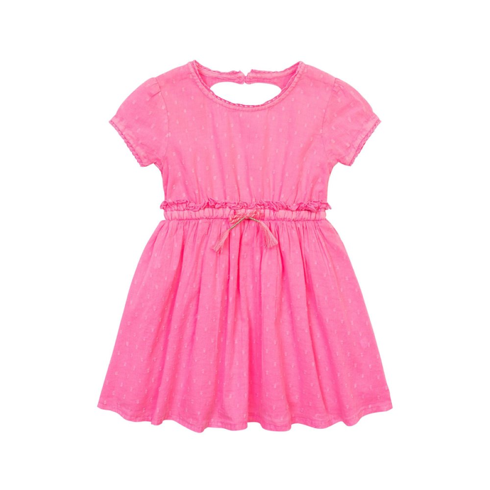 Baby Girl Dobby Dress With Tie Waist 3-12 Months