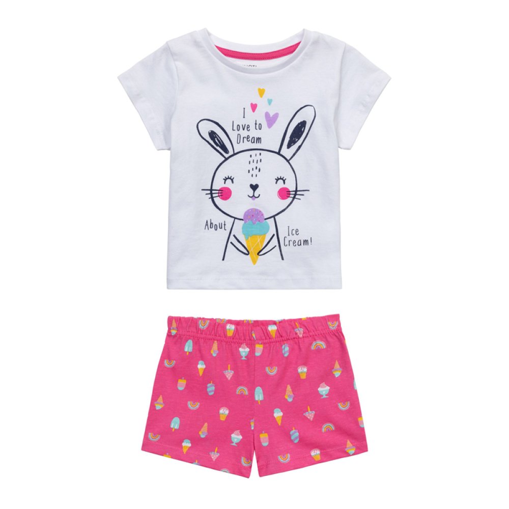Girls Ice Cream Pyjama Shorts Set 1-3 Years