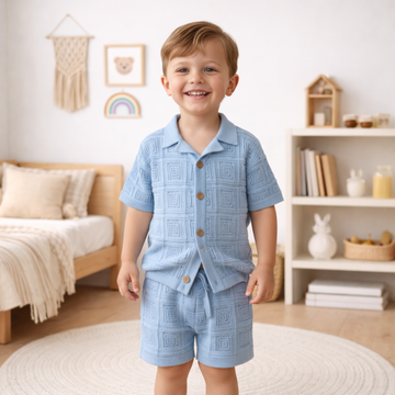Boys Knit Shirt & Shorts Outfit 2-4 Years