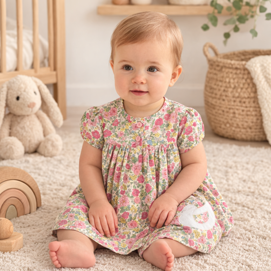 Baby Girls Lined Dress With Embroidery Detail 1-2 Years