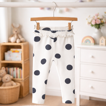 White Rib Leggings With Black Circles 12-18 Months