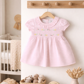 Baby Girls Lined Dress With Embroidery Detail 1-2 Years